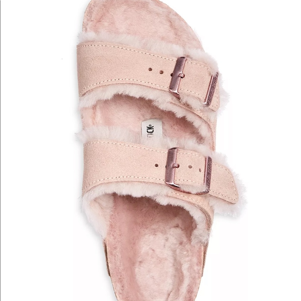 NWT Birkenstock shearling slide sandal pink